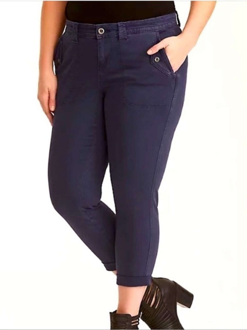 TORRID 26 Military Crop Navy Pants Cuffed NWT